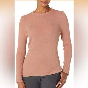 Lark & Ro Ribbed Long-Sleeve Sweater in Dusty Rose